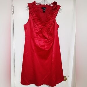 Lane Bryant | Dresses | Like New Lane Bryant Red Cocktail Holiday Dress  Ruffle Trim Satin Size 2